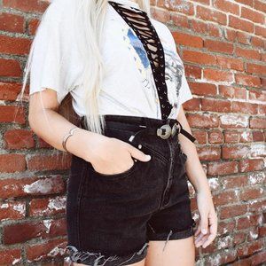 Vintage Black Denim High Waisted Shorts